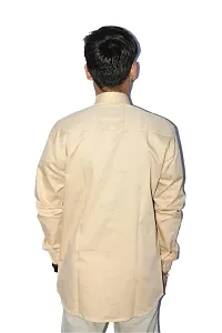 Men's Casual Cotton Shirt 100% Cotton Plain Solid Colors Stylish (Medium, Beige)-thumb3