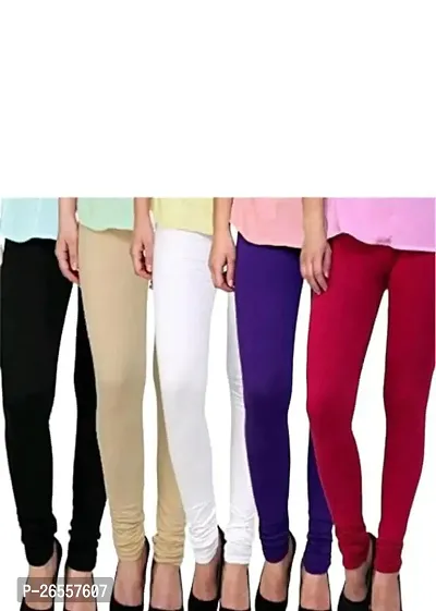 PR PINK ROYAL Fashion Viscose Lycra Fabric Leggings for Women Multi Color Combo Pack of 5 | Color Black,Begie,White,Purple,Maroon