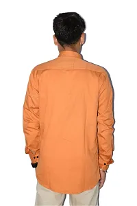 Men's Casual Cotton Shirt 100% Cotton Plain Solid Colors Stylish (X-Large, Orange)-thumb3