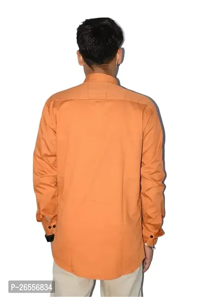 Men's Casual Cotton Shirt 100% Cotton Plain Solid Colors Stylish (X-Large, Orange)-thumb4