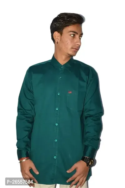 Men's Casual Cotton Shirt 100% Cotton Plain Solid Colors Stylish (Medium, Sea Green)-thumb2