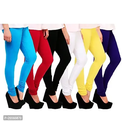 asa Leggings Women/Girl's 4Wy Stretchable Free Size Combo Pack 6 Sky Blue red Black White Yellow Navy Blue