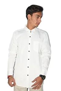 Men's Casual Cotton Shirt 100% Cotton Plain Solid Colors Stylish (Large, White)-thumb3