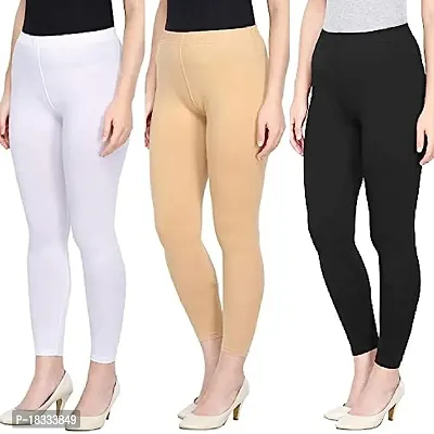 Fabulous Multicoloured Cotton Solid Leggings For Women Pack of 3