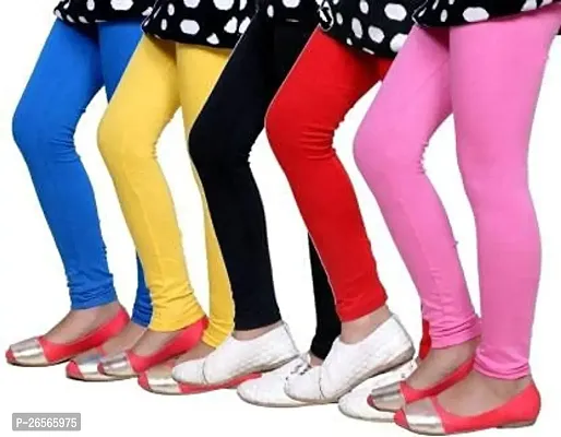 Tik Tok Girl's Cotton Slim Leggings Combo (Multicolour, 9-10 Years) -Pack of 5