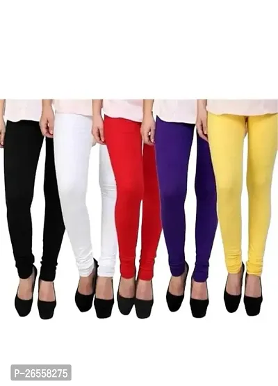 PR PINK ROYAL Fashion Viscose Lycra Fabric Leggings for Women Multi Color Combo Pack of 5 | Color Black,White,Red,Purple,Yellow