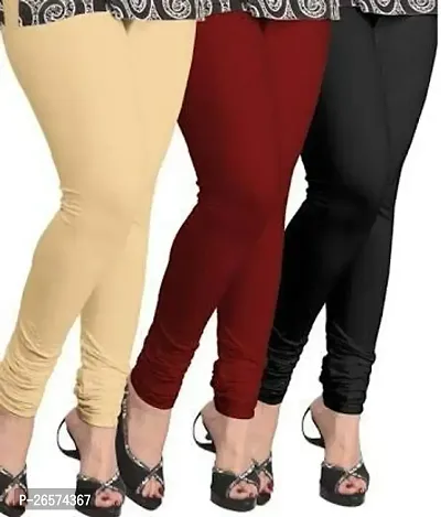 Aaru Collection Women's Regular Fit Cotton Leggings (Leggings--Pack of 3_Beige, Maroon, Black_XL)-thumb0