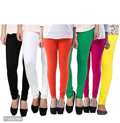 PR PINK ROYAL Fashion Viscose Lycra Fabric Leggings for Women Multi Color Combo Pack of 6 | Color Black,White,Orange,Green,Pink,Yellow