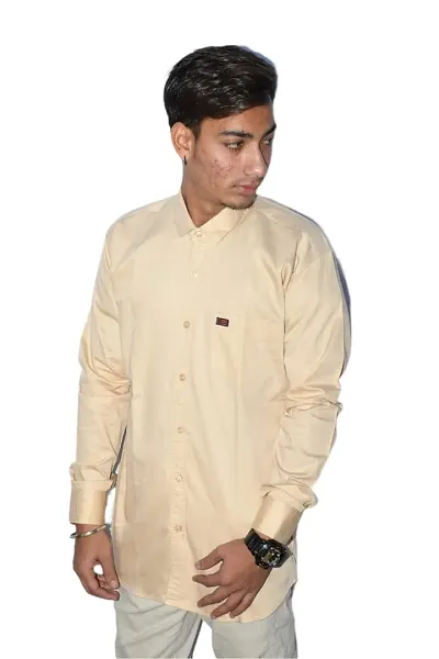 Men's Casual Shirt 100% Plain Solid Colors Stylish (X-Large, Peach)