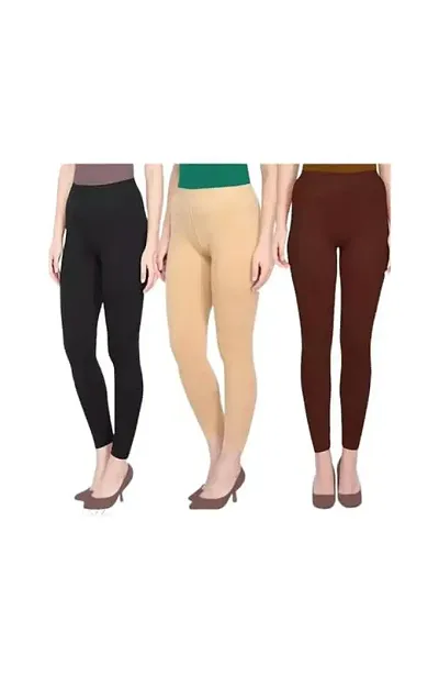 Classic Viscose Solid Leggings For Women Pack of 3