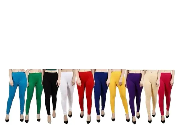 Stylish Viscose Solid Leggings For Women - Pack Of 10