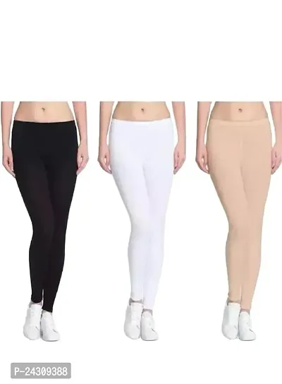 Classic Viscose Solid Leggings For Women Pack of 3-thumb0