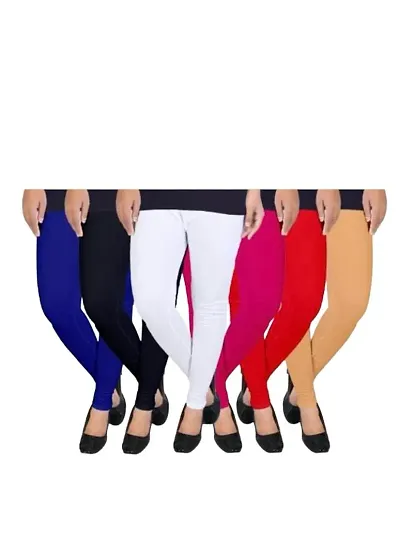 PR Women's Solid Viscose Lycra Regular Fit Leggings Combo Pack | Color Blue,Black,White,Pink,Red,Begie