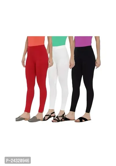 Classic Viscose Solid Leggings For Women Pack of 3-thumb0