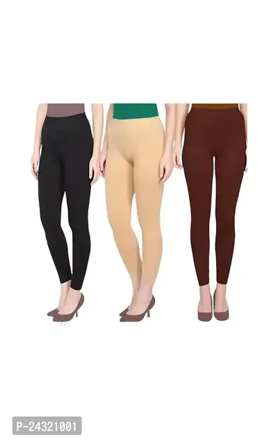 Classic Viscose Solid Leggings For Women Pack of 3