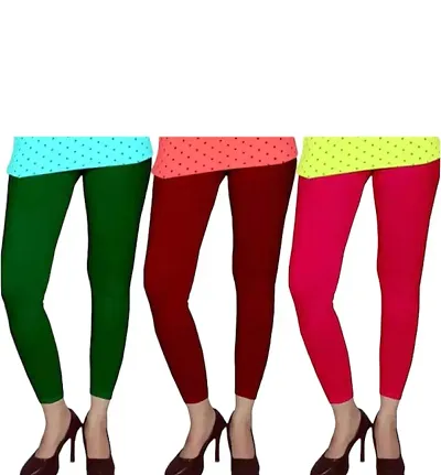 Stylish Viscose Solid Leggings For Women - Pack Of 3