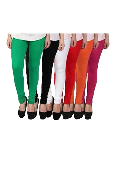 Classic Viscose Solid Leggings For Women - Pack Of 6