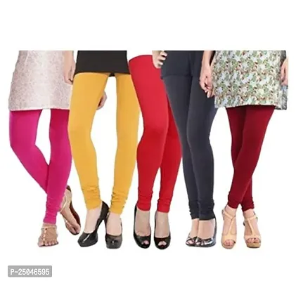 Stylish Fancy Designer Viscose Lycra Solid Leggings For Women Pack Of 5