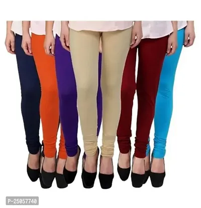 Stylish Fancy Designer Viscose Lycra Solid Leggings For Women Pack Of 6-thumb0