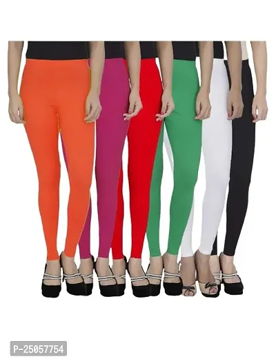 Stylish Fancy Designer Viscose Lycra Solid Leggings For Women Pack Of 6