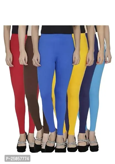 Stylish Fancy Designer Viscose Lycra Solid Leggings For Women Pack Of 6-thumb0