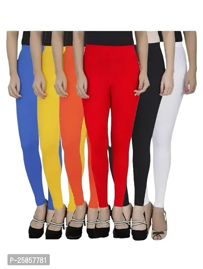 Stylish Fancy Designer Viscose Lycra Solid Leggings For Women Pack Of 6