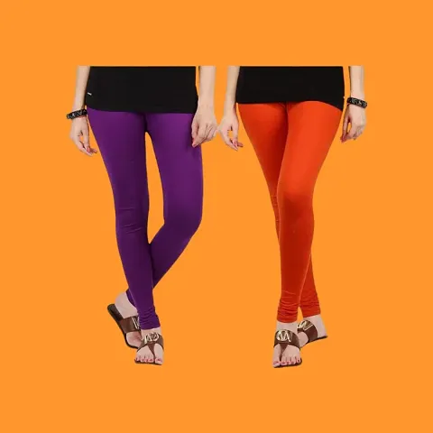 Stylish Viscose Solid Leggings For Women - Pack Of 2