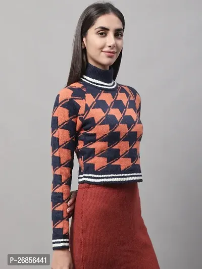Trendy Multicoloured Acrylic Checked Sweaters For Women-thumb0