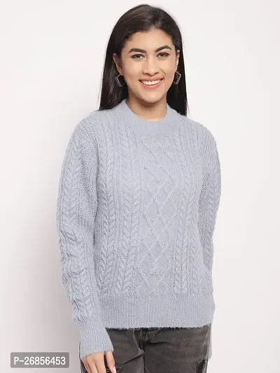 Trendy Blue Acrylic Solid Sweaters For Women-thumb0