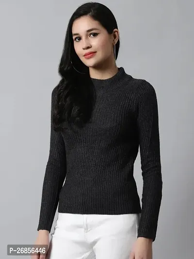 Trendy Black Acrylic Solid Sweaters For Women-thumb0