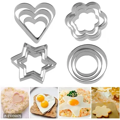 Cookie Cutter Stainless Steel Cookie Cutter with Shape Heart Round Star and Flower (12 Pieces)-thumb4