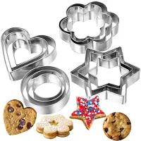 Cookie Cutter Stainless Steel Cookie Cutter with Shape Heart Round Star and Flower (12 Pieces)-thumb1