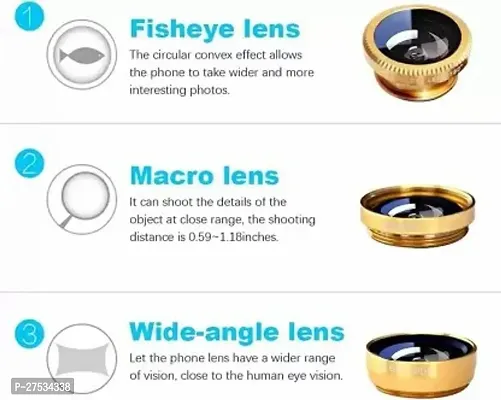 ZEYNEP 3IN1 Camera ; Fisheye Wide Angle; Macro with Clip Holder Mobile Phone Lens-thumb5