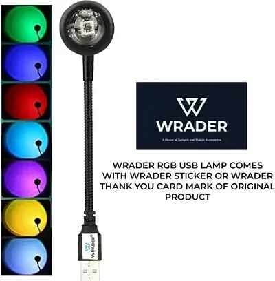 WRADER Sunset Projection Lamp with 7 Colors + 13 Functional Modes, 360 Degree Rotatable USB Sunset Night Light Romantic Visual Ambient Light for Home Bedroom Car Party Selfie Decor Room Hall and More