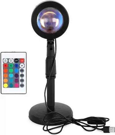 Alchiko New 16 Colors Sunset Lamp, LED Sun Projection Night Lights with Remote Control Night Lamp  (22 cm, Black)