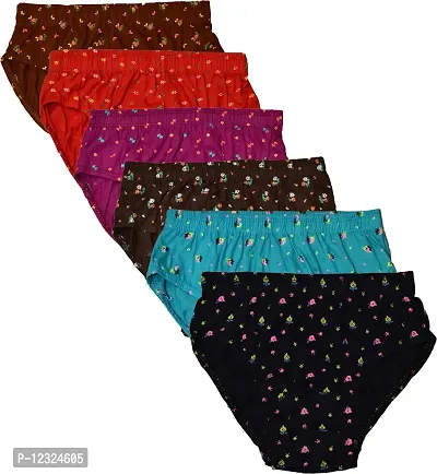 RM Women Pure Cotton Printed Hipster Panties Underwear (Multicolor, S) (Pack of 6)