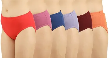 RM Women Cotton Blend Solid Hipster Panties Underwear (Multicolour, L) (Pack of 6)-thumb2