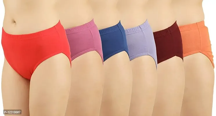 RM Women Cotton Blend Solid Hipster Panties Underwear (Multicolour, L) (Pack of 6)-thumb3