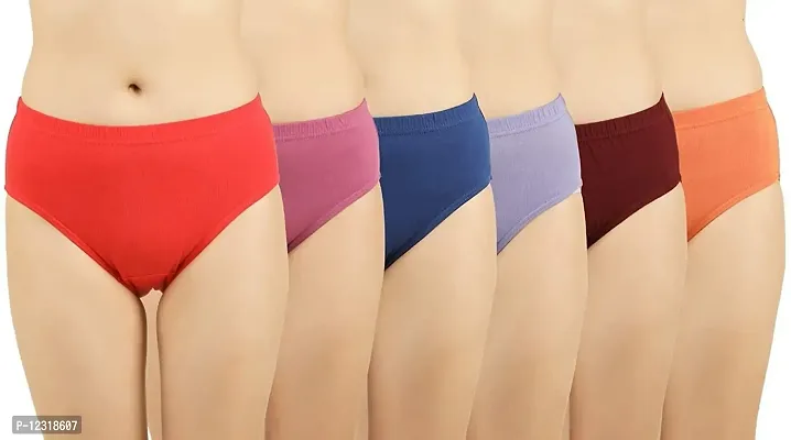 RM Women Cotton Blend Solid Hipster Panties Underwear (Multicolour, L) (Pack of 6)-thumb0