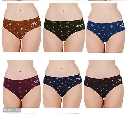 RM Women Pure Cotton Printed Hipster Panties Underwear (Multicolor, 90) (Pack of 6)