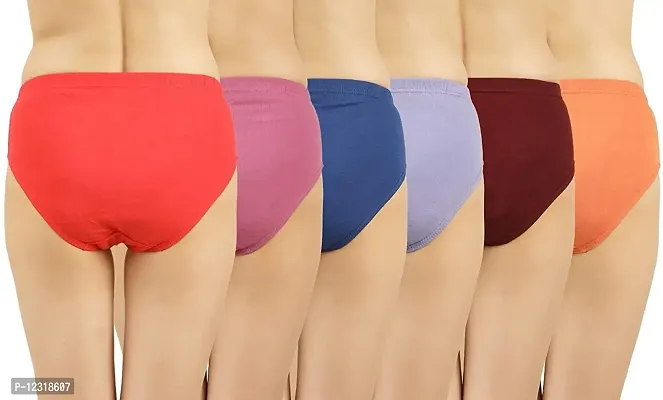 RM Women Cotton Blend Solid Hipster Panties Underwear (Multicolour, L) (Pack of 6)-thumb2