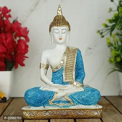 Global Grabbers Polyresin Sitting Buddha Idol Statue Showpiece for Home Decor Decoration Gift Gifting Items