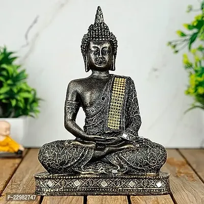 Global Grabbers Polyresin Sitting Buddha Idol Statue Showpiece for Home Decor Decoration Gift Gifting Items