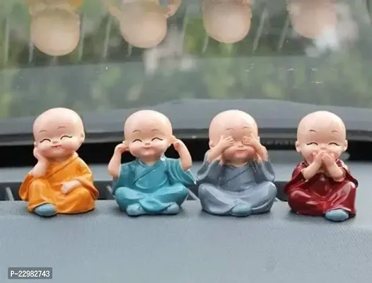 The Bright Storey  Baby Monk Buddha Set of 4 Decorative Showpiece Figurines Multicoloured-thumb0