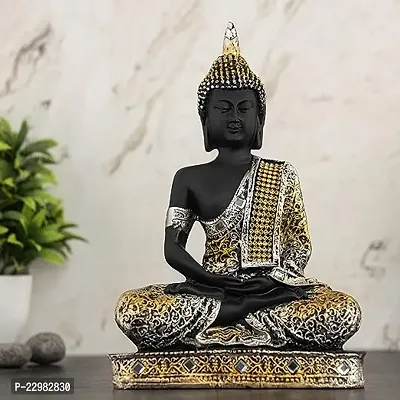 Global Grabbers Polyresin Sitting Buddha Idol Statue Showpiece for Home Decor Decoration Gift Gifting Items-thumb0