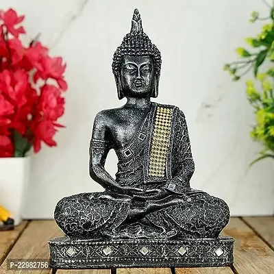 Global Grabbers Polyresin Sitting Buddha Idol Statue Showpiece for Home Decor Decoration Gift Gifting Items