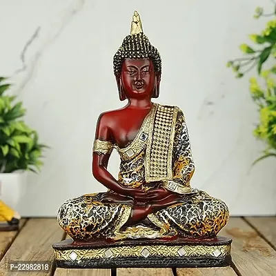 Global Grabbers Polyresin Sitting Buddha Idol Statue Showpiece for Home Decor Decoration Gift Gifting Items