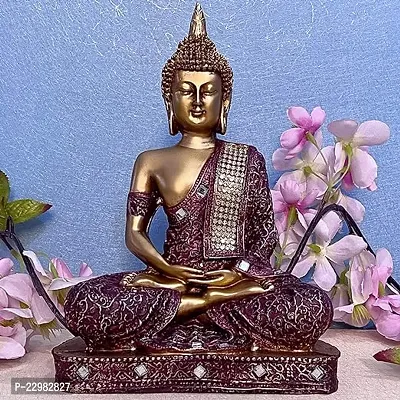 Global Grabbers Polyresin Sitting Buddha Idol Statue Showpiece for Home Decor Decoration Gift Gifting Items-thumb0