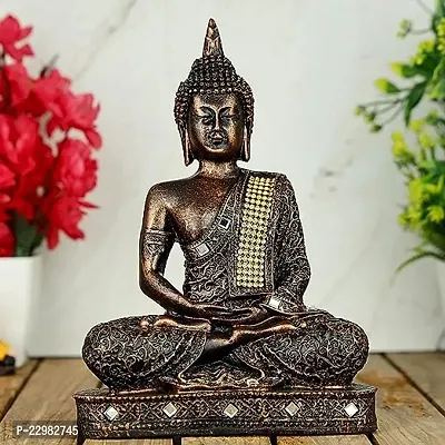 Global Grabbers Polyresin Sitting Buddha Idol Statue Showpiece for Home Decor Decoration Gift Gifting Items