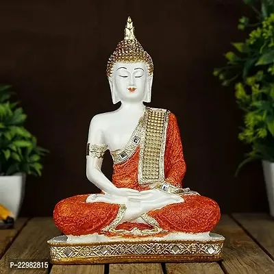 Global Grabbers Polyresin Sitting Buddha Idol Statue Showpiece for Home Decor Decoration Gift Gifting Items-thumb0